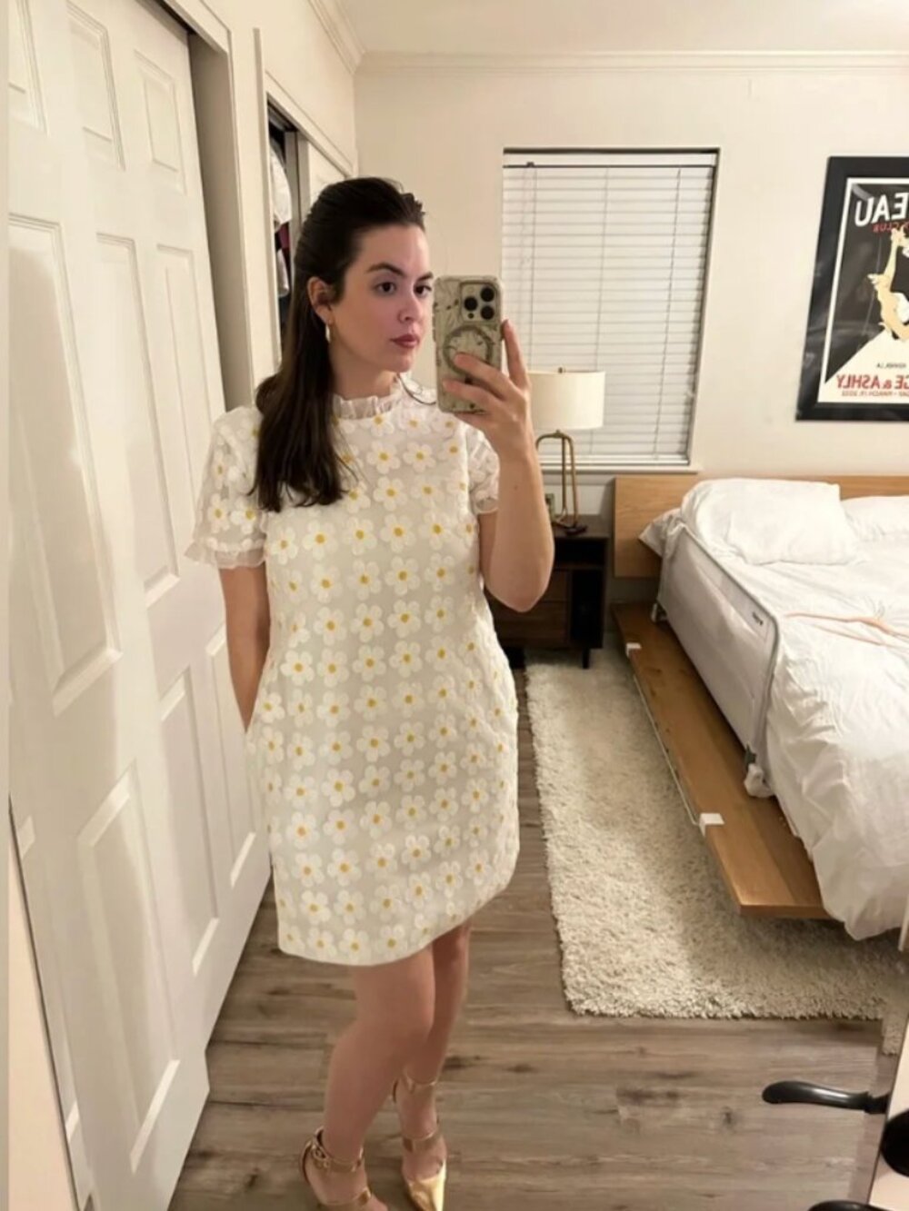 Anthropologie Floral Corey Lynn Calter Clara Daisy Sequin Mini Dress Pockets M